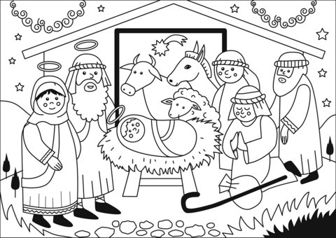 Adoration By The Shepherds Coloring Page